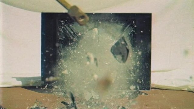 Breaking TV With A Hammer - GREENSCREEN - Slow Motion