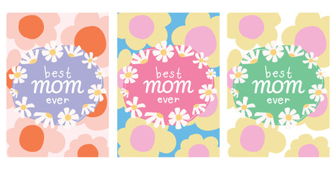 cute colorful mother's day card design vector