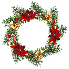 Fototapeta na wymiar Christmas wreath, winter holiday decor