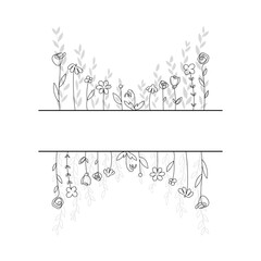 Vector linear abstract decor for the design of cards, invitations. Summer floral style.