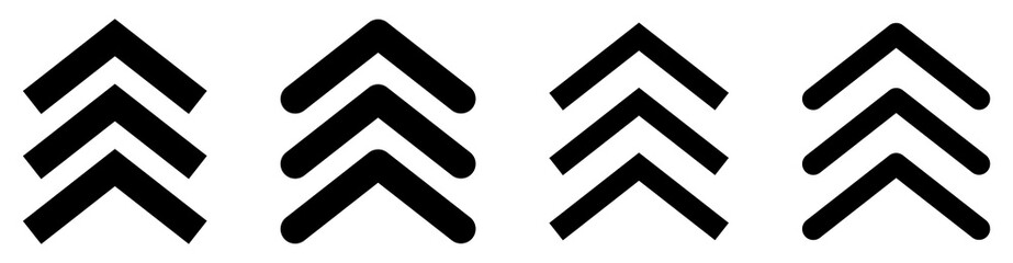 Set of chevron black icons. Vector illustration isolated on white background