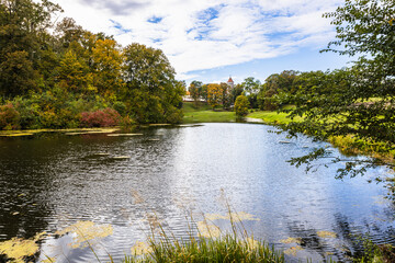 Fototapeta premium Pond near the Panemune Castle in Lithuania