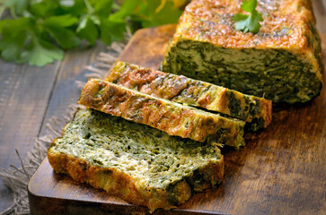 Slices of spinach bread