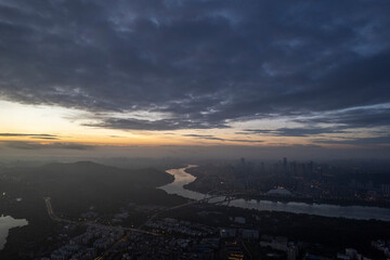 Fototapeta premium Nanning city skyline buildings in Guangxi china 