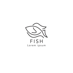 Monoline minimalistic fish logo icon vector inspiration, elegant Line fish logo design template modern vector, fish Logo Vector Illustration 