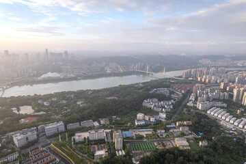 Nanning  city  skyline buildings in Guangxi china 