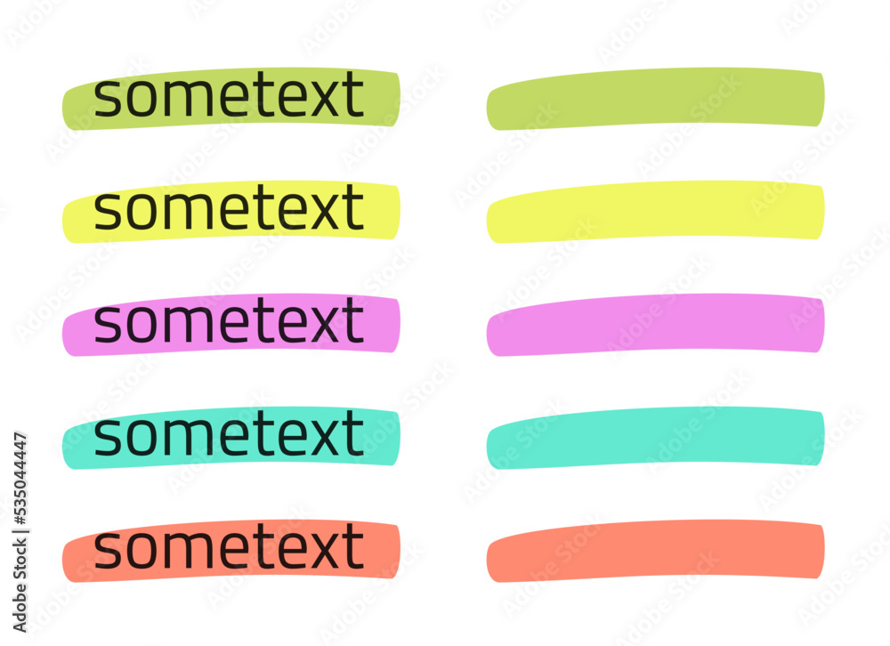 Poster highlight marker for text to mark yellow green element vector or felt tip pen paint stripe strikethr
