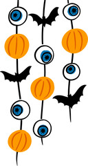 Hand drawn doodle Halloween garland