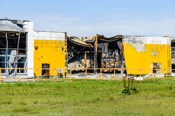 Ruins of the biggest mall in city, destroyed by russian missiles. Kremenchuk, Ukraine, june 27, 2022