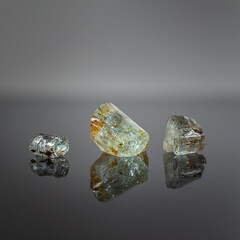 A wonderful item from the mineralogical collection. Beryl mineral crystal on a dark background.