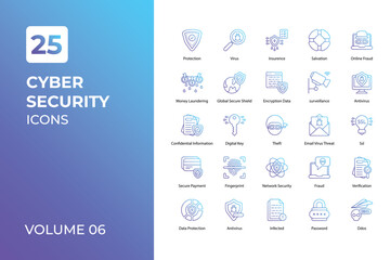 Cyber security icons collection.