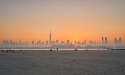 Dubai skyline during sunrise