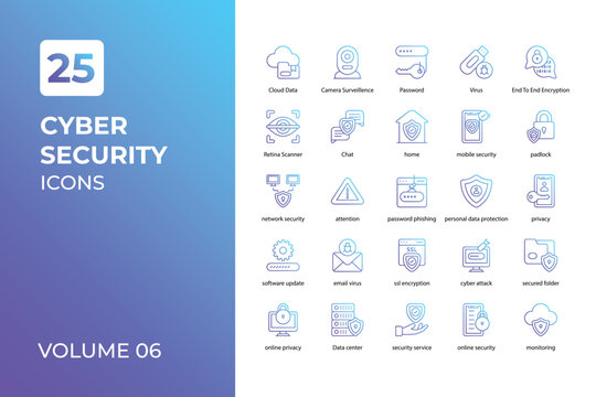 Cyber security icons collection.