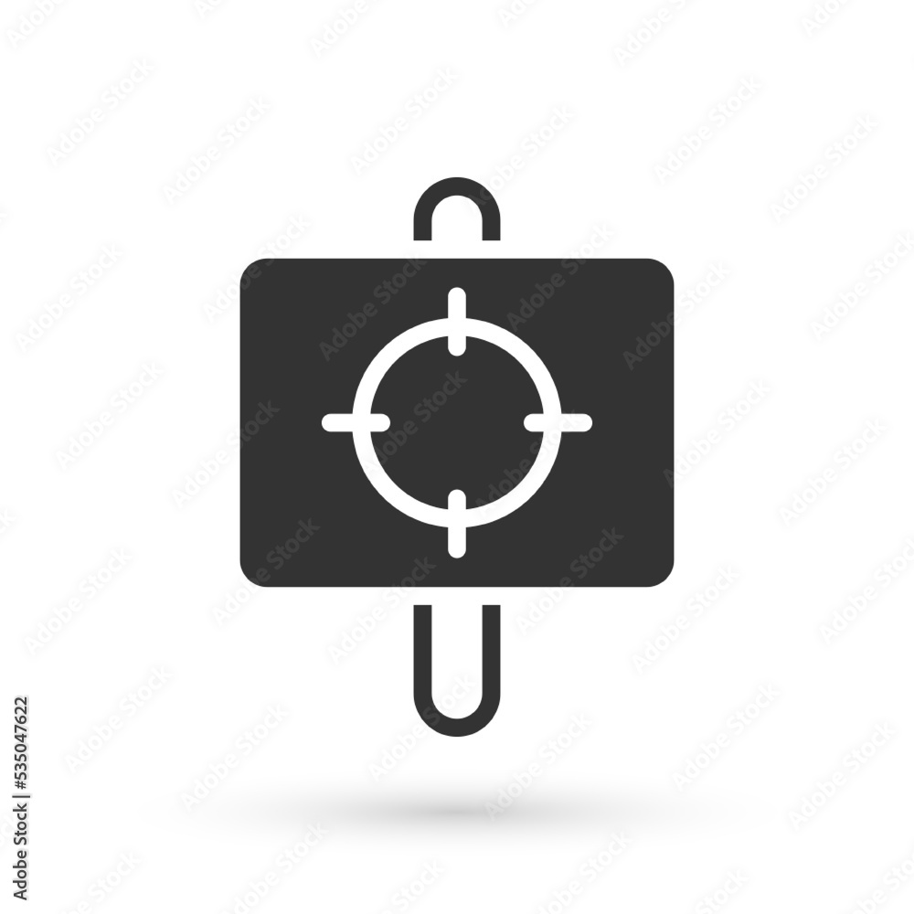 Poster grey target sport icon isolated on white background. clean target with numbers for shooting range or