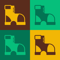 Pop art Hunter boots icon isolated on color background. Vector