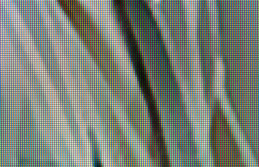 TV screen RGB LCD display red green blue pixels visible, macro, extreme closeup, green abstract background texture, nobody, no people, full frame. Liquid crystal display up close, detail, technology