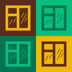 Pop art Window in room icon isolated on color background. Vector