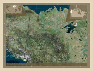 Yukon, Canada. High-res satellite. Major cities