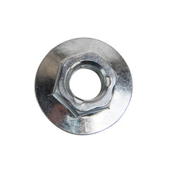 Screw nut thread isolated iron on the white background