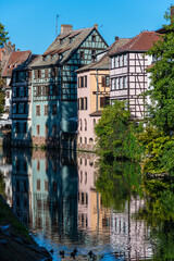 Petite France with half timbered houses and facades in Strasbourg, France