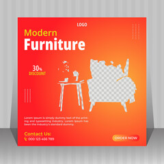 Naklejka premium Modern furniture social media post template or furniture sale Instagram post design template