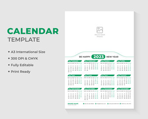 Wall Calendar Design Template, Calendar 2023