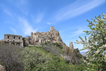 View to ghost town of Craco in Italy