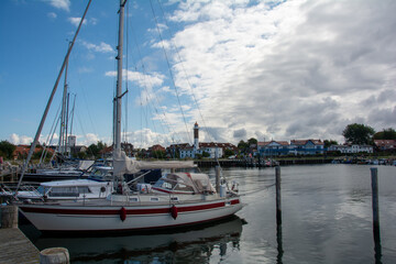 Fototapeta na wymiar Harbor overlooking Timmendorf Strand, Poel Island, Baltic Sea, Germany