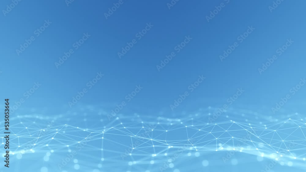 Poster futuristic lines dots polygonal shapes network, abstract looping copy space animation background.