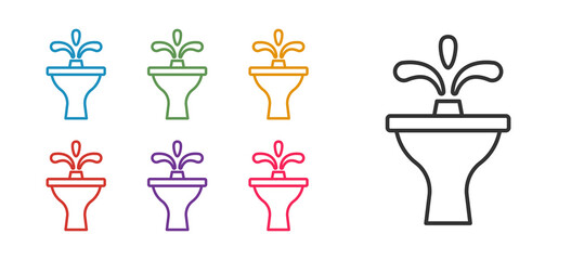 Set line Fountain icon isolated on white background. Set icons colorful. Vector