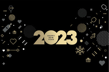 Happy New Year 2023. Vector illustration concept for background, greeting card, party invitation card, website banner, social media banner, marketing material.