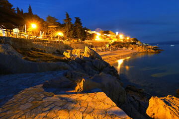 night summer view in popular Croatian resort - Rabac, Istria, Croatia, Europe.. exclusive - this...