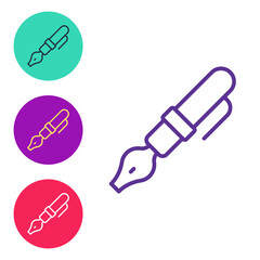 Set line Fountain pen nib icon isolated on white background. Pen tool sign. Set icons colorful. Vector