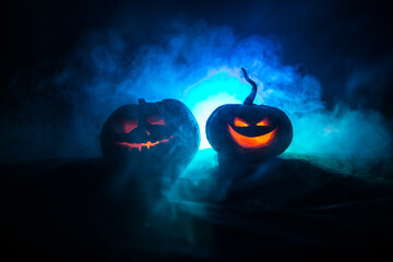 Halloween pumpkin. Traditional holiday decoration. Useful as greeting card