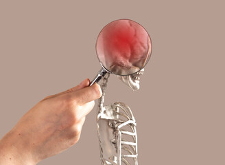 Brain disease concept. Skull injury, stroke, concussion