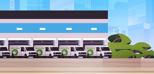 electric cargo vans charging battery vehicles at recharging power station charger EV management sustainable transport