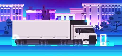 electric semi-truck charging battery vehicle at recharging power station charger EV management zero emissions transport