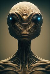A creepy alien invader from an alien planet. The concept of an alien from an alien planet. 3D render