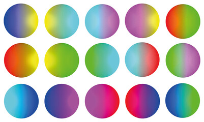3D image. White matte balls illuminated on both sides with different colors. All colors of the rainbow