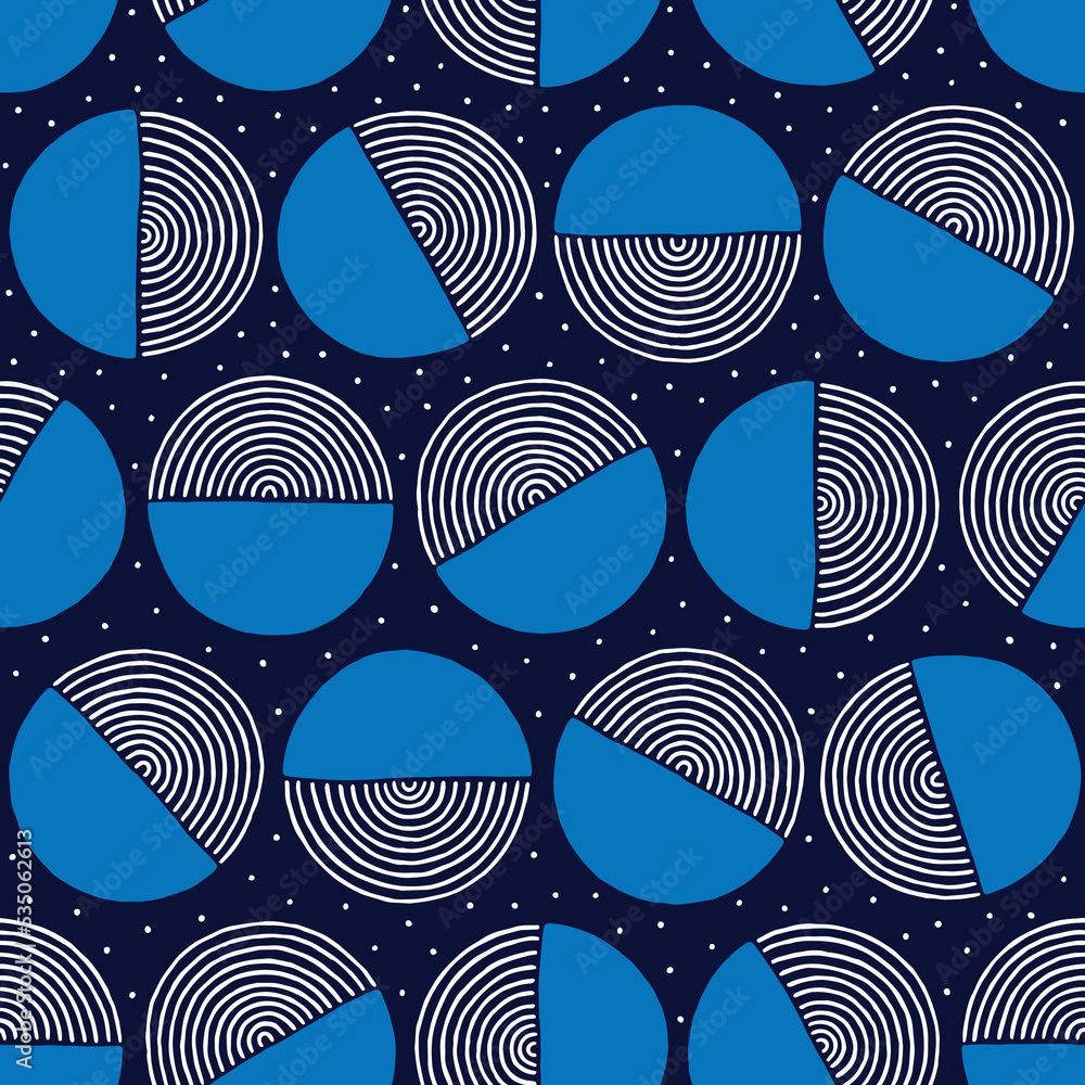 Poster abstract circle seamless pattern. repeating geometric backdrop. circles blue colors. repeat backgrou