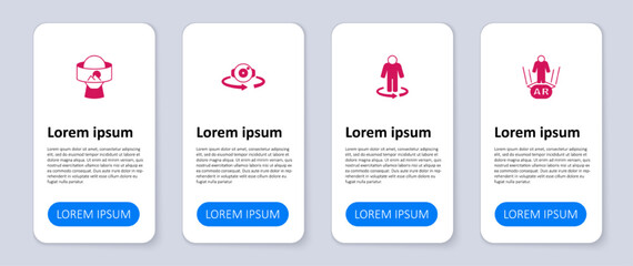 Set Augmented reality AR, 3d modeling, 360 degree view and Virtual glasses. Business infographic template. Vector