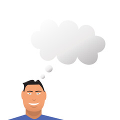 Man with speech bubble. Man with thoughts.