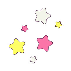 Colorful Stars Pink White Yellow Groove Style Sticker