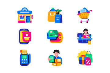 Shopping icons set