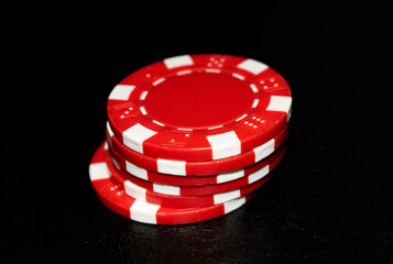 Chips for betting in the poker card game.