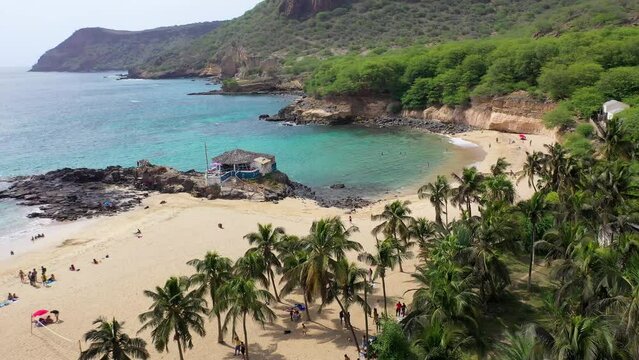 Aerial view of Tarrafal beach in Santiago island in Cape Verde - Cabo Verde