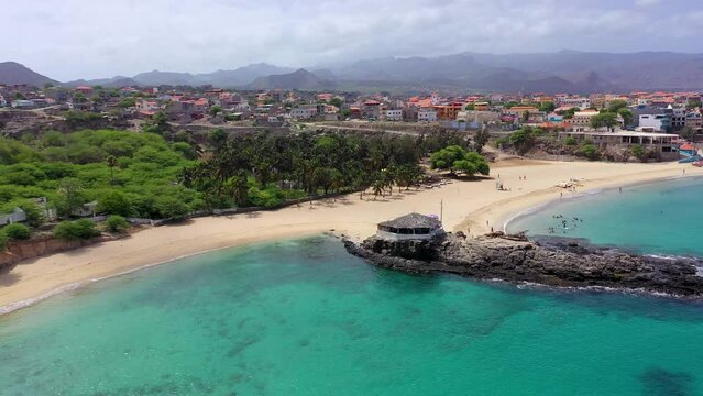 Aerial view of Tarrafal beach in Santiago island in Cape Verde - Cabo Verde