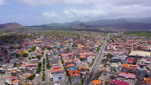 Aerial view of Tarrafal beach in Santiago island in Cape Verde - Cabo Verde