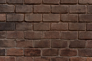 Old brick wall with ruined bricks. Aged grunge wall background. Vintage Texture. Vertical Web banner or Wallpaper With Copy Space for design.
