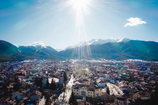 Aerial Cityscape Of Bansko, Bulgaria